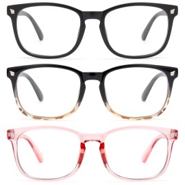 Gaoye Stylish Blue Light Glasses for Woman - Computer Glasses for Blue Light Blocking - Lightweight Frames - 3 pack