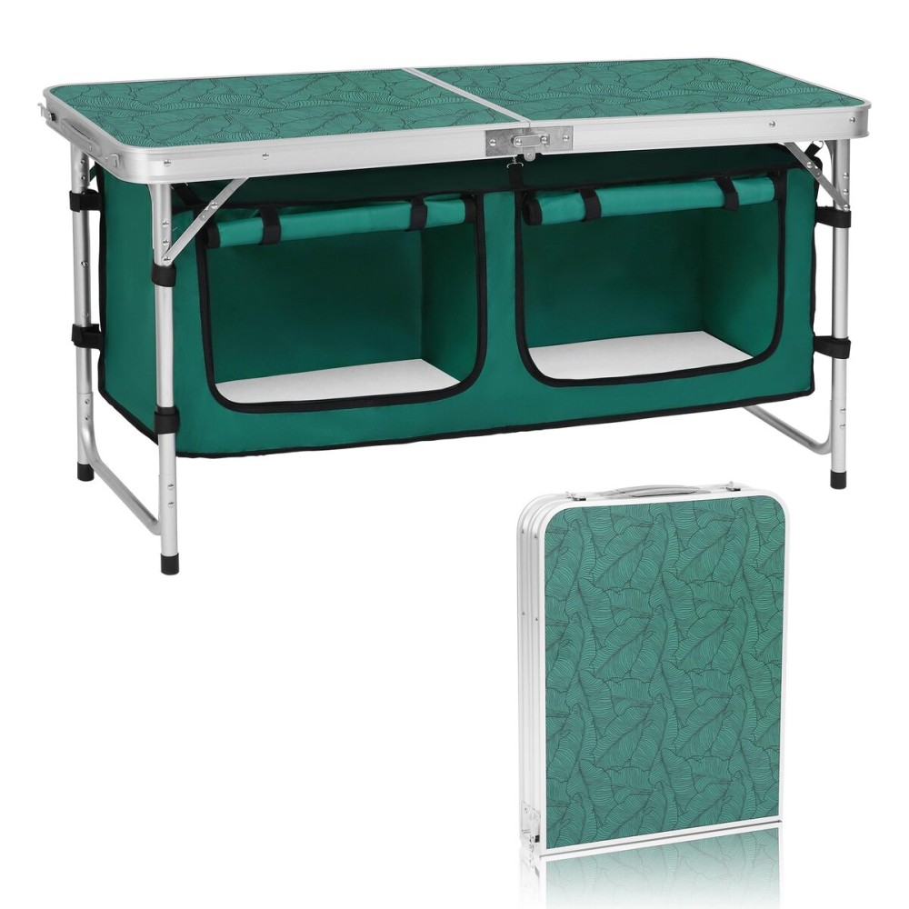 Camp Field Camping Folding Aluminum Table with Adjustable Legs,Outdoor Picnic Foldable Table for Travel Beach, Backyards, BBQ, Party and Gift...(Green)