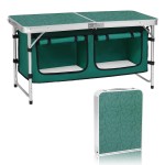 Camp Field Camping Folding Aluminum Table with Adjustable Legs,Outdoor Picnic Foldable Table for Travel Beach, Backyards, BBQ, Party and Gift...(Green)