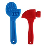 Fu Store 2 Pack Soft Silicone Teething Toys for Toddlers Hammer Spanner Tools Shape Baby Teethers Relief Soothe Babies Gums Set