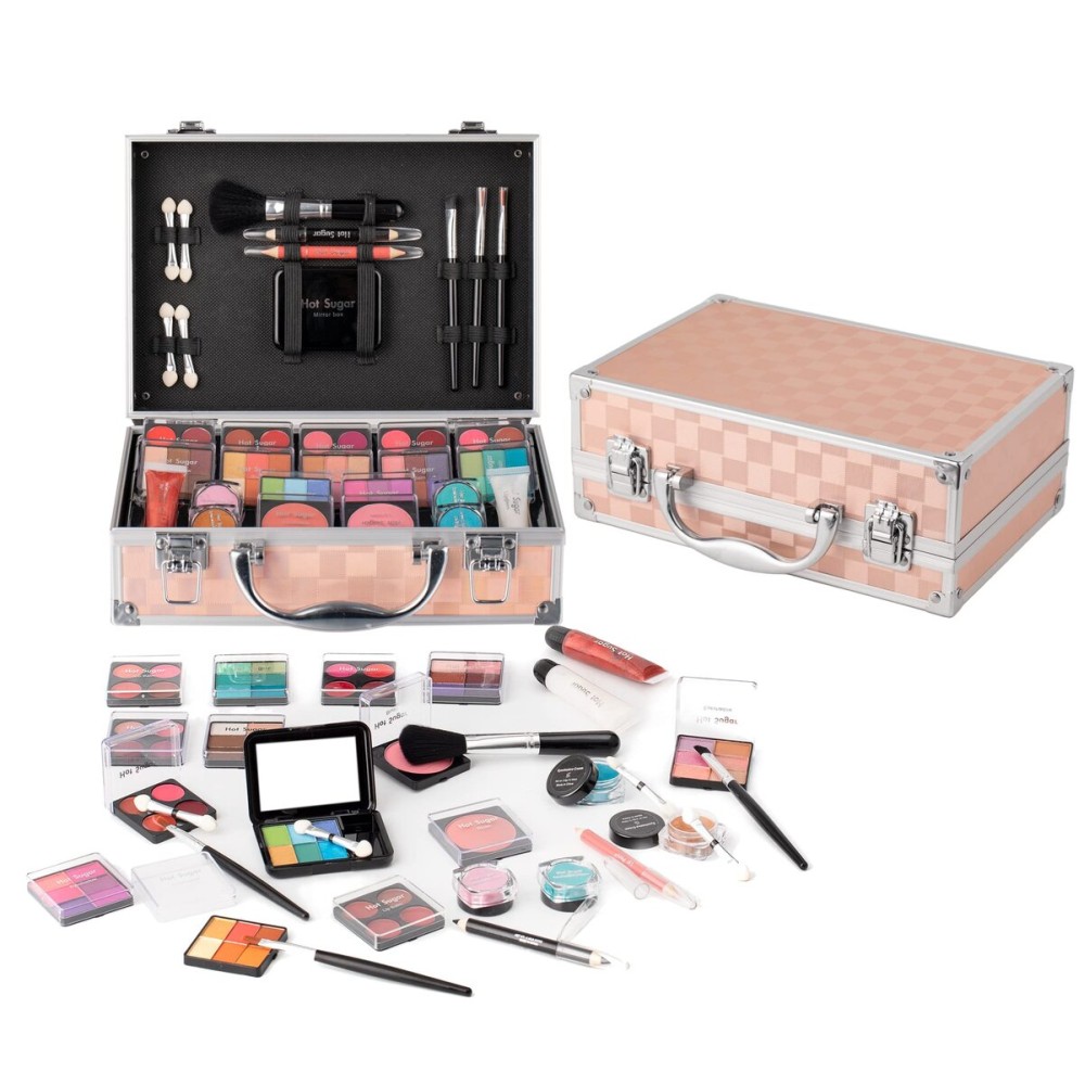 Hot Sugar Makeup Kit for Teenager Girls - Full Starter Cosmetics Set with Eye Shadow Lip Balm Blush Lip Gloss Brush Lip Pencil Eye Pencil and Mirror (Rainbow)