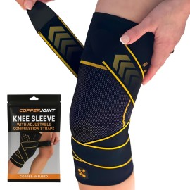 CopperJoint Pull On Knee Brace Women & Men Workout - Copper Infused Knee Sleeves for Men, Elastic Compression Knees Support Braces for Fitness, Volleyball, Basketball, Running, Sports [Small]