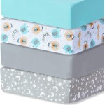 Bimocosy Crib Sheets 4 Pack, Baby Crib Sheets Fitted for Boys and Girls Breathable & Snug Fit, Soft Toddler Bed Sheets for Standard Crib Mattress Nursery Daycare Essentials, Starry Safari