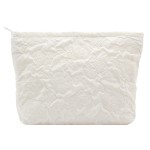 Makeup Bags for Purse Zipper Cosmetic Pouch Large Travel Canvas Make Up Organizer Tool Pouch for Women and Girls,Flower Ivory