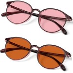 BRADDELL Indoor FL-41 Rose & Outdoor FL-60 Brown Tinted Migraine Light Sensitivity Glasses for Fluorescent LED Glare, Photophobia and Computer Usage