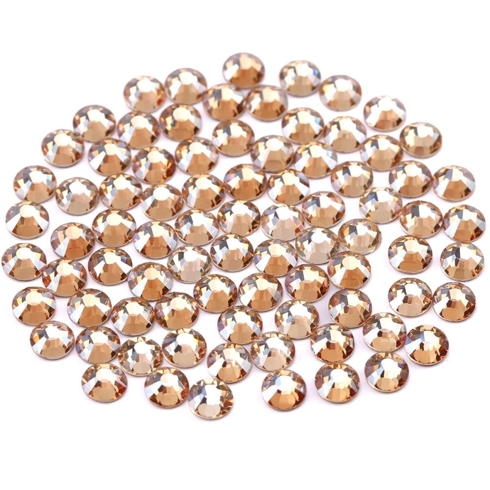 Novani Crystal Rhinestones, Flatback Loose Gemstones 1440pcs Glass Rhinestones for Clothes Shoes Crafts Makeup Nail Art and DIY Decorations(SS12, Golden Shadow)