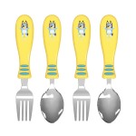 Zak Designs Bluey Kid Flatware Set with Fun Character Art on Both Utensils, Non Slip Fork and Spoon Set is Perfect for Encouraging Picky Eaters to Finish Their Plates (2 pk, BPA-Free)