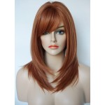 Short Copper Wigs for Women Mid length Wigs for white women Layered wig with bangs Synthetic wig for white Women