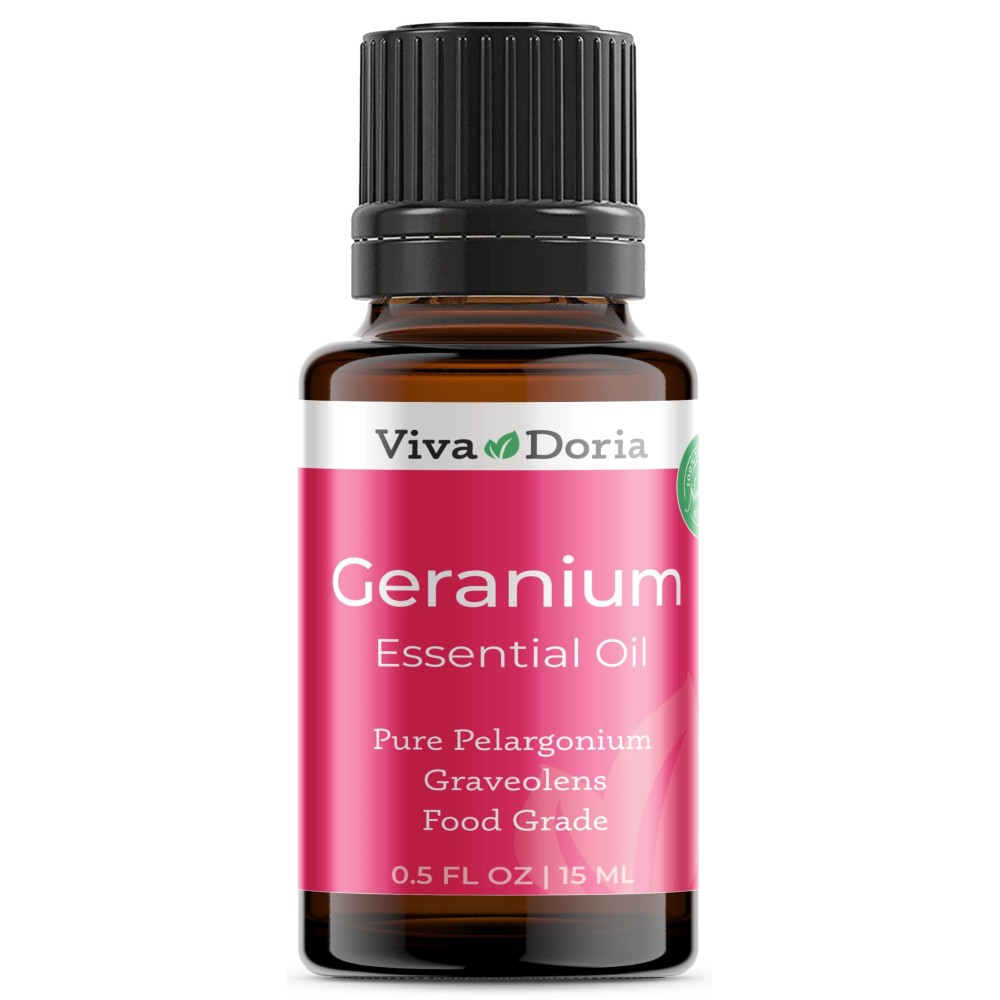 Viva Doria Geranium Essential Oil, 100% Pure, Natural Essential Oil, Undiluted, for Aromatherapy | Food Grade, 15 mL (0.5 Fluid Ounce)