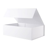 BLK&WH Collapsible Gift Box 13.5x9x4.1 Inches, Large White Bridesmaid Proposal Box with Lid for Gift (Glossy White)