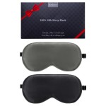 BeeVines 100% Real Mulberry Silk 2 Pack Sleep Mask, Pure Silk Eye Masks with Adjustable Strap for Sleeping, 100% Block Light Eye Shade Cover, Reduces Puffy Eyes Traveling Gifts(Black & Galaxy Grey)