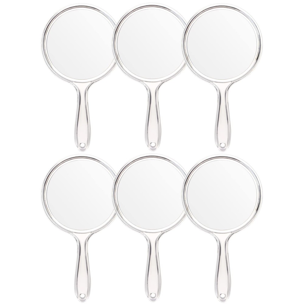 OMIRO Hand Mirror, Double-Sided Handheld Mirror 1X/3X Magnifying Mirror with Handle, Set of 6 (Clear)