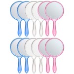 OMIRO Hand Mirror, Double-Sided Handheld Mirror 1X/3X Magnifying Mirror with Handle, Set of 12 (Mix Colors)