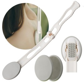 DOWMI Lotion Applicator for Back - 3in1 Foldable, Cream, Sunscreen, Ointment Applicator, 19 Long Handle, Body Massage Tool - 1 Body Brush Pad, 1 Lotion Pad Included