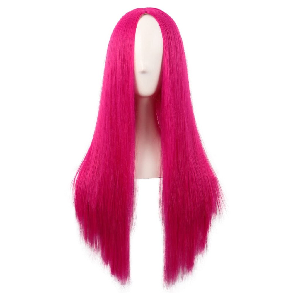 MapofBeauty 28 Inch/70 cm Women Special Long Straight Synthetic Wig (Hot Pink)