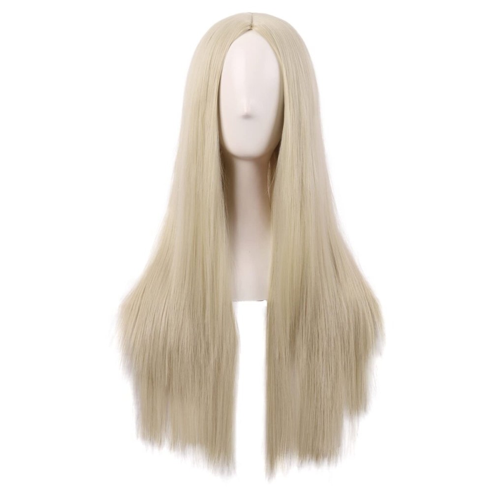 MapofBeauty Women Special Natural Long Straight Side Bangs Wig (Blonde1)
