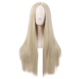 MapofBeauty Women Special Natural Long Straight Side Bangs Wig (Blonde1)