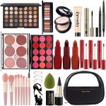 MISS ROSE M All In One Full Makeup Kit,Multipurpose Women\'s Makeup Sets,Beginners and Professionals Alike,Easy to Carry (Black)