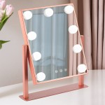 BWLLNI Makeup Mirror with Lights, Hollywood Mirror Lighted Vanity Mirror with 9 LED Bulbs, Touch Control Design 3 Colors Dimmable Bulbs Detachable 10X Magnification 360Rotation(Rose Pink)