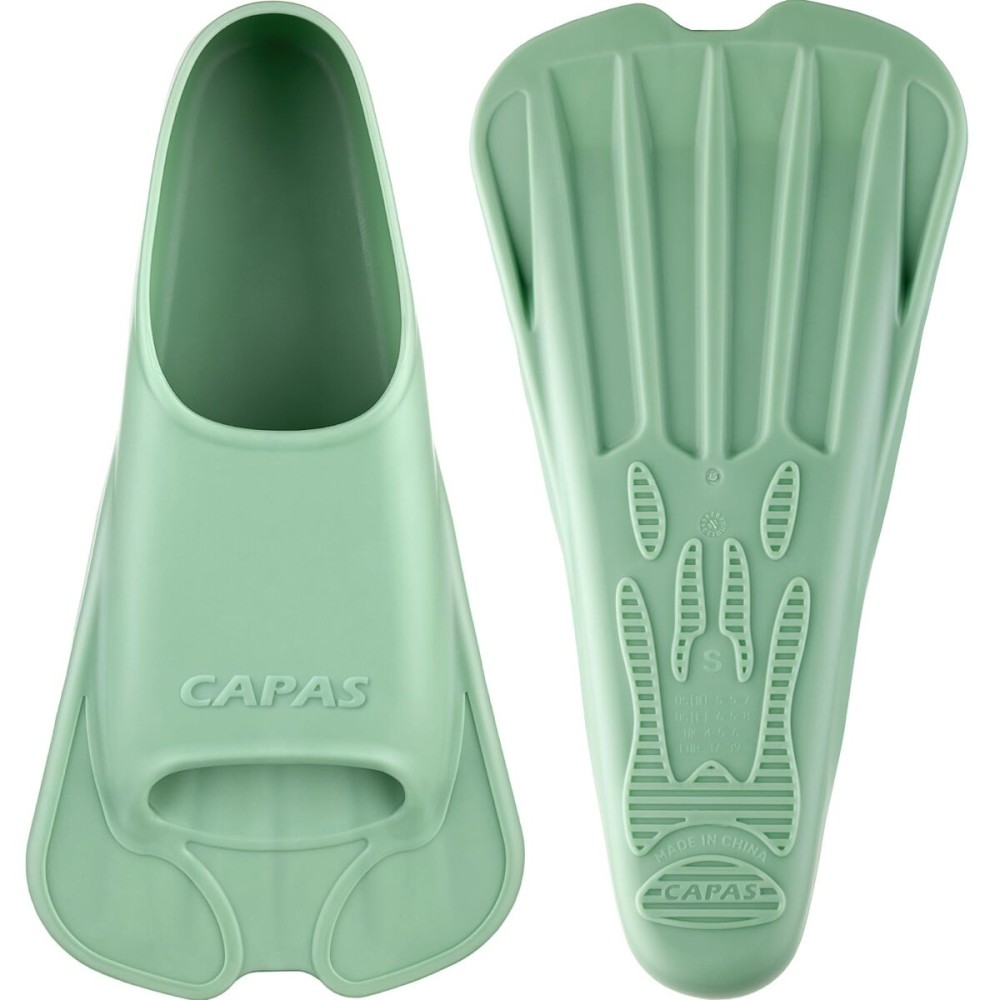 CAPAS Swim Training Fins Comfortable Silicone Lap Swimming Short Blade Floating Flippers with Mesh Bag for Adult Men Women Build Leg Strength