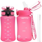 OLDLEY Kids Water Bottle for School, 12 oz (2 lids) BPA-Free Reusable Leak-proof Durable Tritan Plastic Water Bottles with Straw & Chug Lids, Anti-dust Spout Cover (Rose red)