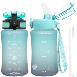 OLDLEY Kids Water Bottle for School, 12 oz (2 lids) BPA-Free Reusable Leak-proof Durable Tritan Plastic Water Bottles with Straw & Chug Lids, Anti-dust Spout Cover (Bluenavy)