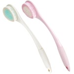 BEDELITE Back Bath Brush Long Handle for Shower of 2 - Soft Shower Brush for Men & Women,Back Brush Scrubber - 16.4 Long Skin Exfoliator for Body Bath Scrubber2 Pack, Pink & Ivory