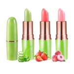 BINGBRUSH Aloe vera Color Changing Lipstick,Moisturizer Long Lasting Lip Care Magic Lip Gloss,Makeup Lipstick Set (3pcs Aloe+Strawberry+ Peach, 3 Count (Pack of 1))