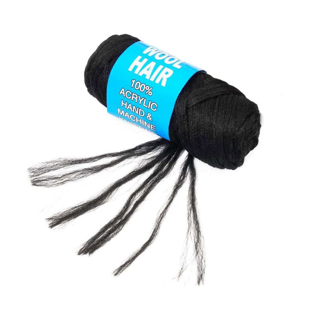 100% Brazilian Wool Hair Acrylic Yarn for African Hair Jumbo Braids/Senegalese Twist/Faux Locs/Wraps/Dreadlocks (1Roll, Natural Black)