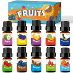 Fruity Fragrance Oil for Candle & Soap Making, Holamay Premium Fruit Essential Oils, 10 x 5ml - Coconut, Strawberry, Mango, Pineapple and More Diffuser Oil Scents, Summer Aromatherapy Oils Set