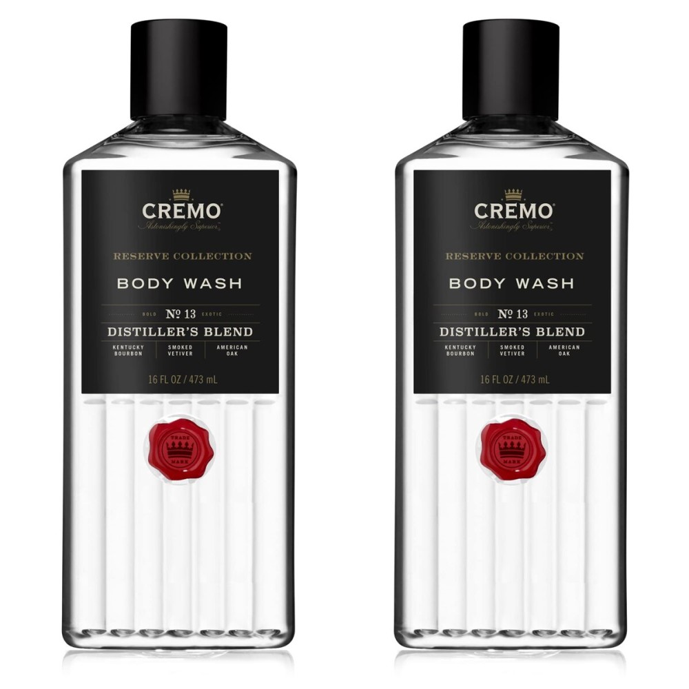 Cremo Rich-Lathering Distillers Blend (Reserve Collection) Body Wash, An Elevated Blend with Notes of Kentucky Bourbon, Smoked Vetiver and American Oak, 16 Fl Oz (Pack of 2)