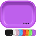 roygra Rolling Tray, Small Metal Tray, Cigarette Pre Roll Smoking Accessories, Portable Matte Rolling Trays for Smokers, Home Table Decor, Patio Decorations, 7 x 5.5 inch - Purple