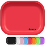 roygra Rolling Tray, Small Metal Tray, Cigarette Pre Roll Smoking Accessories, Portable Matte Rolling Trays for Smokers, Home Table Decor, Patio Decorations, 7 x 5.5 inch - Red