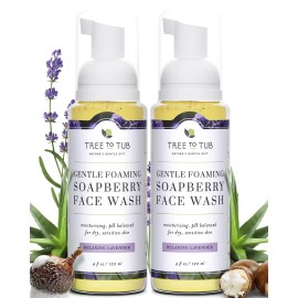 Tree to Tub Sensitive Skin Face Wash for Dry Skin - Moisturizing Gentle Face Cleanser for Women & Men, Hydrating Foaming Facial Cleanser, Daily Face Soap w/Organic Aloe Vera, All Natural Lavender Oil