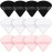Maitys 12 Pcs Powder Puff Triangle for Face Makeup Cosmetic Loose Powder Puff Velour Soft Body Washable Reusable Foundation Sponge Wet Dry Makeup Tool for Women(Small,Black, White, Pink)