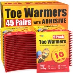 Toe Warmers (45 Pairs) - Up to 10 Hours of Heat, Easily Apply with Adhesive - Ultra Thin, Easy, All Natural - Air Activated, Odorless Hot Toe Warmers - Sport Temp (45)