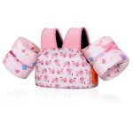 MoKo Toddler Swim Vest for Kids, Swim Arm Floaties 22-66lbs Cartoon Swimming Water Wings Pool Float Vests Sleeves Shoulder Straps Arm Band for Children Learn to Swim, Pink & Whale