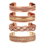 Touchstone copper bracelets | gift for men women |adjustable 100% pure solid real magnetic jewelry | handmade bracelet set combo | rope braided tibetan bangles. Set of 4 different designs