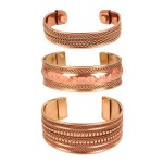 Touchstone copper bracelets | gift for men women |adjustable 100% pure solid real magnetic jewelry | handmade bracelet set combo | rope braided tibetan bangles. Set of 3 different designs