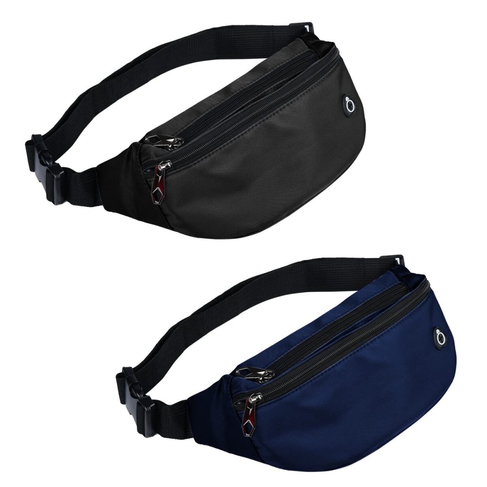 ZOORON 2 Packs Fanny Packs for Men and Women, Waterproof Sports Waist Pack Bag for Travel Hiking Running Hands-free(Black&Blue)