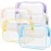 PACKISM Clear Toiletry Bag 5 Medium, TSA Approved Toiletry Bag Quart Size Bag, Travel Makeup Cosmetic Bag for Women Men, Carry on Airport Airline Compliant Bag, White, Yellow, Blue, Purple, Pink