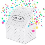 FETTIPOP Exploding Confetti Gift Box (Premium White) 7.1x5.5x4.3 inches KIT, Birthday, Party, Fathers and Mothers Day, Graduations, Anniversaries, Holidays, Any Occasion
