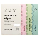 Dew Well Deodorant Wipes - On-the-Go Travel Deodorant - Fresh Mint, Rose & Cucumber Scents Body Wipes for Women - Aluminum, Paraben & Sulfate Free Mini Toiletries - 50 Count, Mint/Rose/Cucumber