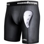 COOLOMG Men Compression Shorts with Protective Cup Baseball Football Lacrosse Field Hockey Black S