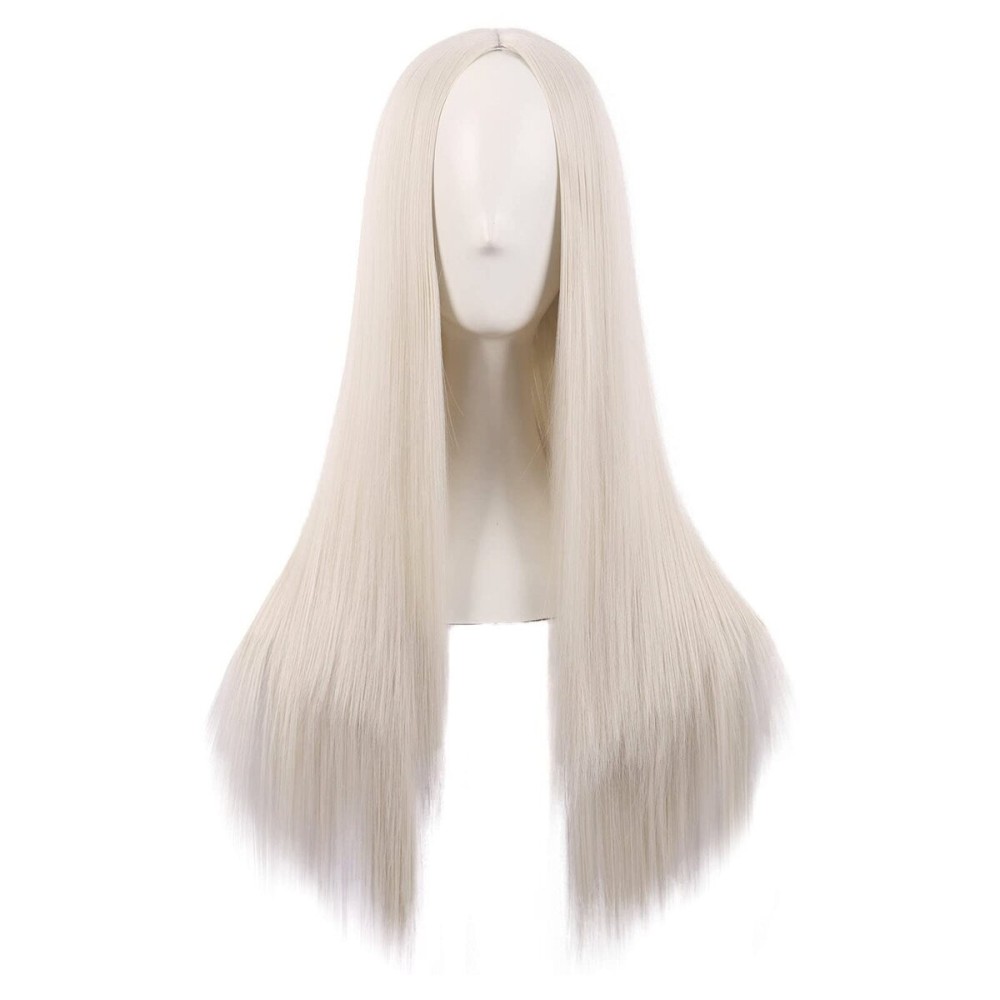 MapofBeauty 28 Inch/70 cm Women Special Long Straight Synthetic Wig (Platinum Blonde)