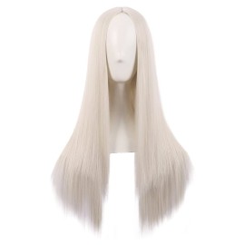 MapofBeauty 28 Inch/70 cm Women Special Long Straight Synthetic Wig (Platinum Blonde)