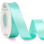 Ribbli Aqua Blue Double Faced Satin Ribbon,1 x Continuous 25 Yards,Use for Bows Bouquet,Gift Wrapping,Wedding Decoration