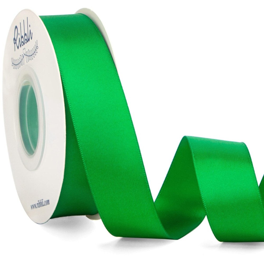 Ribbli Emerald Green Double Faced Satin Ribbon,1 x Continuous 25 Yards,Use for Bows Bouquet,Gift Wrapping,Wedding Decoration