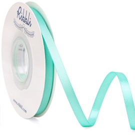 Ribbli Aqua Blue Double Faced Satin Ribbon,1/4 x Continuous 25 Yards,Use for Bows Bouquet,Gift Wrapping,Wedding Cards Decorating