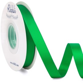 Ribbli Emerald Green Double Faced Satin Ribbon,1/2 x Continuous 25 Yards,Use for Bows Bouquet,Gift Wrapping,Christmas Decorating